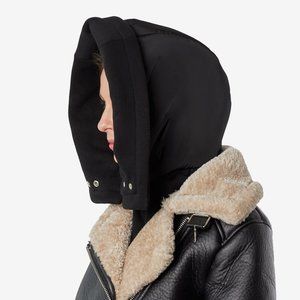 UNU Hooded Scarf Black Waterproof Cotton Balaclava Hat NWT